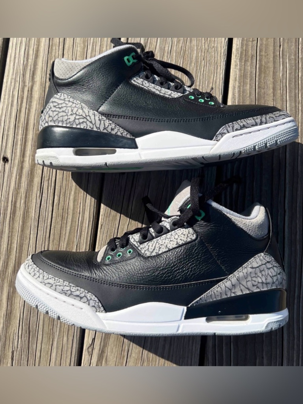 Jordan 3 Black/Green Glow  💯% authentic